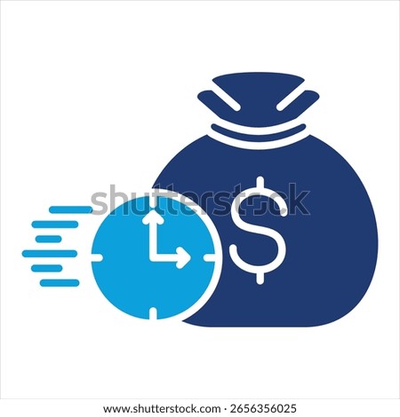 Funds Immediately Flat Blue Icon Vector Illustration