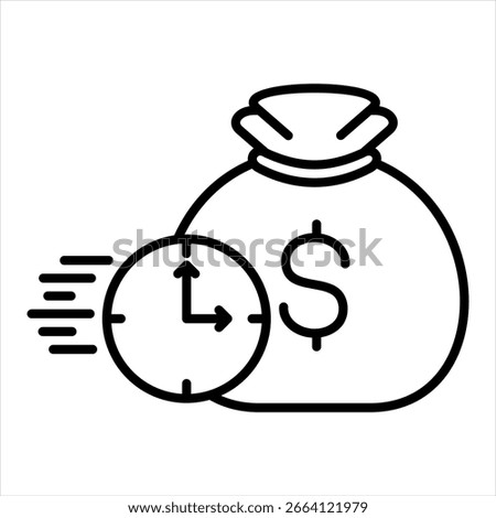 Funds Immediately Outline Icon Vector Illustration
