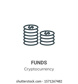 Funds outline vector icon. Thin line black funds icon, flat vector simple element illustration from editable economyandfinance concept isolated on white background