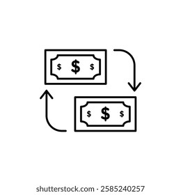 funds transfer icon Flat vector set outline
