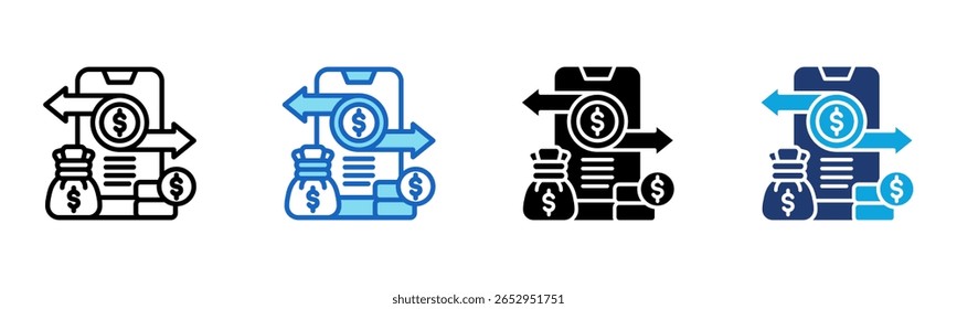 Icono de transferencia de fondos Ilustración vectorial de estilo múltiple