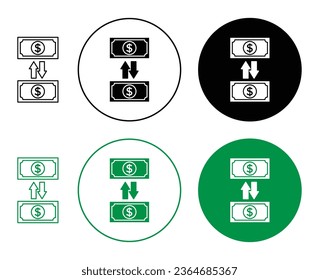 conjunto de iconos de transferencia de fondos en un estilo de relleno y delineado negro. adecuado para diseños de interfaz de usuario
