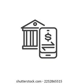 Icono de línea de transferencia de fondos. signo de estilo lineal para concepto móvil y diseño web. Icono de vector de esquema de transacción bancaria en línea. Símbolo, ilustración del logotipo. Gráficos vectoriales