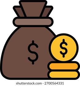 Diseño de Vector de fondos en estilo moderno, concepto de gestión de inversión y capital, ilustración de crecimiento financiero. Icono de línea llena