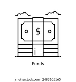 Funds vector  outline icon style illustration. Symbol on White background EPS 10 File