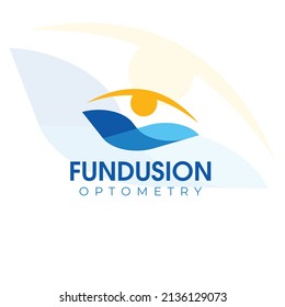 fundusion optometry logo, modern eye landscape scene vector