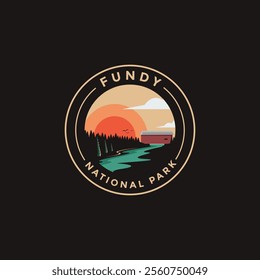 Fundy National Park vector logo theme on dark background