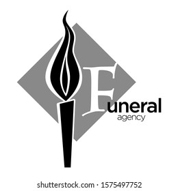 Funeral agency isolated icon, candle as mourning symbol vector. Interment and burial arrangement emblem or logo, death religious rituals. Rest in peace, dead person farewell ceremony at cemetery