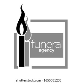 Funeral agency isolated icon, candle as mourning symbol vector. Interment and burial arrangement emblem or logo, death religious rituals. Rest in peace, dead person farewell ceremony at cemetery