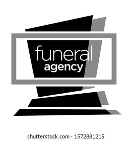 Funeral agency isolated icon, tombstone from graveyard vector. Interment ritual and burial arrangement emblem or logo, cemetery gravestone. Rest in peace, dead person farewell ceremony or mourning