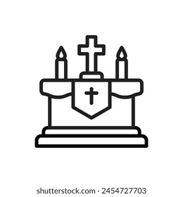 Funeral Altar Outline Icon Vector Illustration