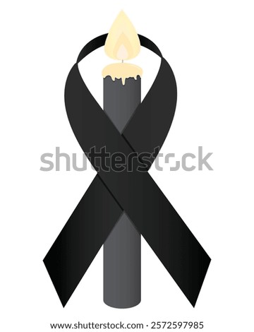 Funeral black ribbon with candle inside