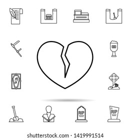 funeral, broken heart icon. Universal set of funeral for website design and development, app development