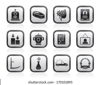 funeral and burial icons - vector icon set