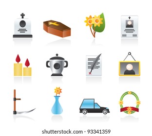 funeral and burial icons - vector icon set