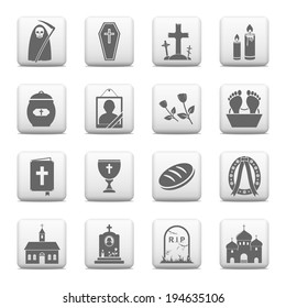 Funeral and burial icons - web buttons