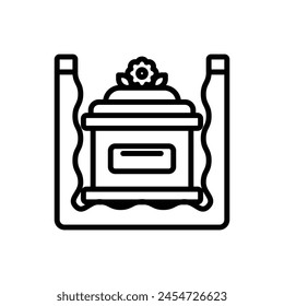 Funeral Burial Outline Icon Vector Illustration