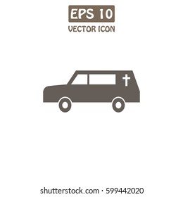 Funeral Car Vector Icon. 