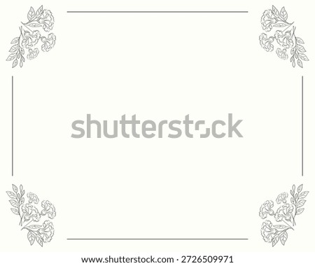 Funeral card with carnations and text space. Beige background.