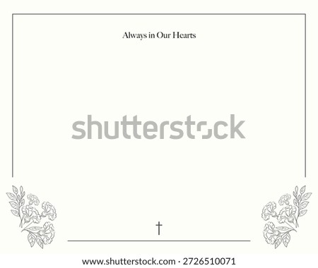 Funeral card with carnations and text space.