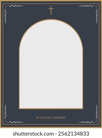  Funeral card. Empty card for funeral with white and gold frame