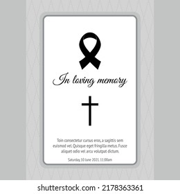funeral card template with black ribbon