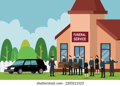 Funeral cemetery ceremony 2d flat vector illustration concept for banner, website, illustration, landing page, flyer, etc.