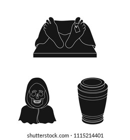 Funeral ceremony black icons in set collection for design. Funerals and Attributes vector symbol stock web illustration.