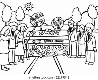 funeral ceremony line art