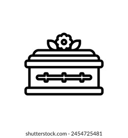 Funeral Coffin Outline Icon Vector Illustration