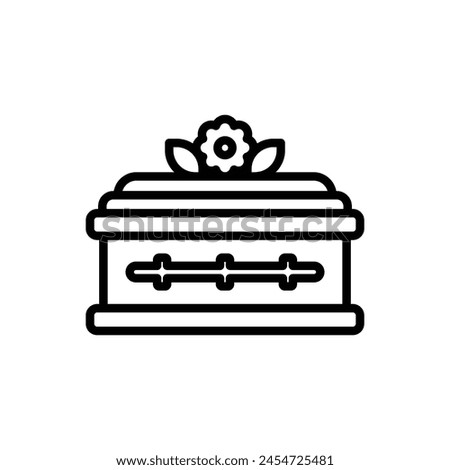 Funeral Coffin Outline Icon Vector Illustration