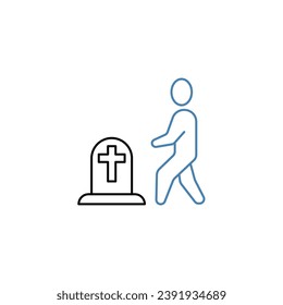 FUNERAL concept line icon. Simple element illustration. FUNERAL concept outline symbol design.