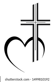 funeral cross vector illustration with heart