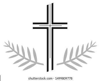 funeral cross vector illustration with plant