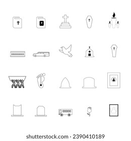 Funeral Directors Logo Line Icons Design. Simple line art style icons pack for Funeral Services. Vector illustration 