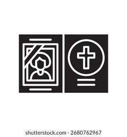 Icono de línea negra del documento funerario. Elemento aislado de Vector. Trazo editable.