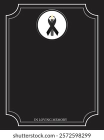 Funeral empty card. Empty card. Digital Funeral black ribbon and candle