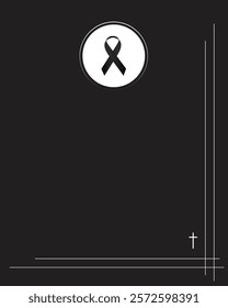 Funeral empty card. Empty card. Digital Funeral black ribbon and frame