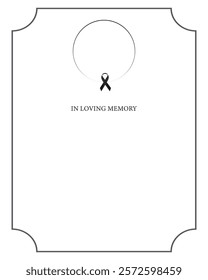 Funeral empty card. Empty card. Digital Funeral black ribbon in the centre