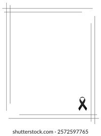 Funeral empty card. Empty card. Digital Funeral invitation with black ribbon