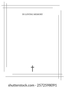 Funeral empty card. Empty card. Digital Funeral invitation with black church cross