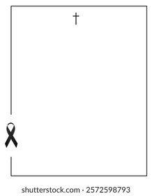 Funeral empty card. Empty card. Digital Funeral invitation. black funeral ribbon