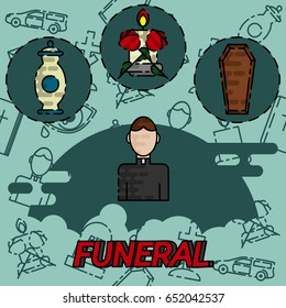 Funeral flat concept icons