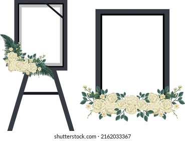 Funeral frame with flower template illustration