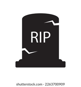 Funeral gravestone icon. Tombstone icon. Rip grave icon vector. Halloween vector illustration.
