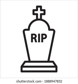 Funeral Gravestone Icon Vector Template Illustration