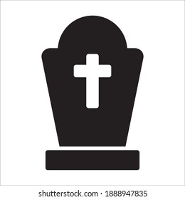 Funeral Gravestone Icon Vector Template Illustration