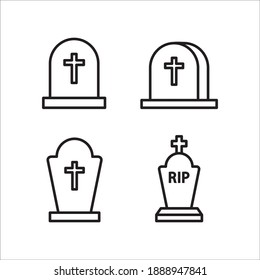 Funeral Gravestone Icon Vector Template Illustration