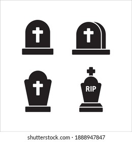 Funeral Gravestone Icon Vector Template Illustration