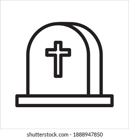 Funeral Gravestone Icon Vector Template Illustration